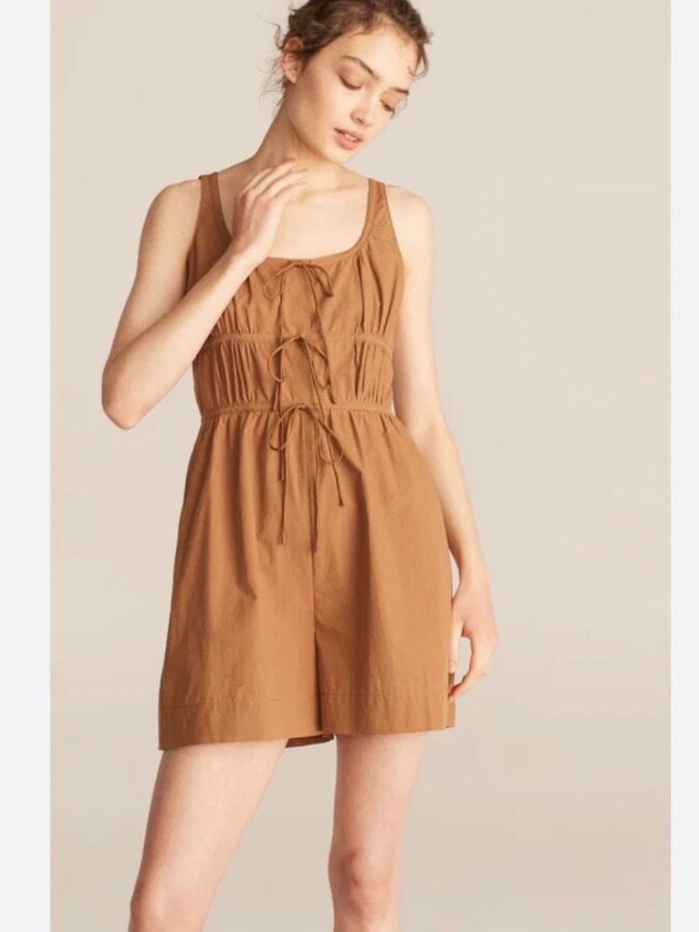 REBECCA TAYLOR
Poplin Sleeveless Romper with Ties